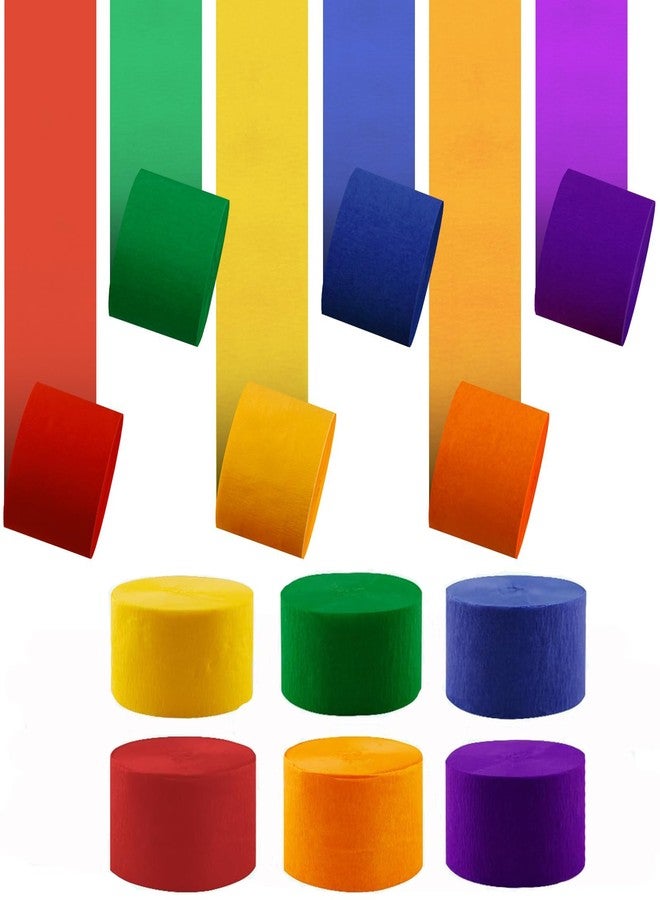 Acoavo Large Crepe Paper Streamers 6 Rolls 2.2 Inch x 123 Ft/Roll Streamers for Party Backdrop Craft Tissue Paper Party Decorations Wedding Birthday Graduation Decor DIY Supplies - Multicolor - Image 1