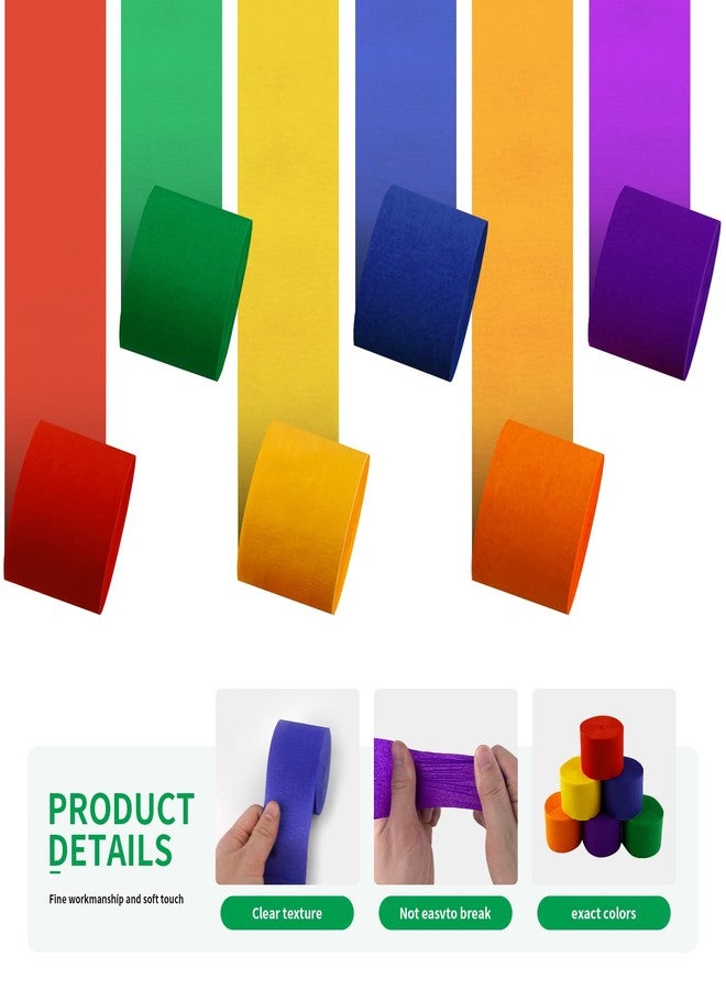 Acoavo Large Crepe Paper Streamers 6 Rolls 2.2 Inch x 123 Ft/Roll Streamers for Party Backdrop Craft Tissue Paper Party Decorations Wedding Birthday Graduation Decor DIY Supplies - Multicolor - Image 3