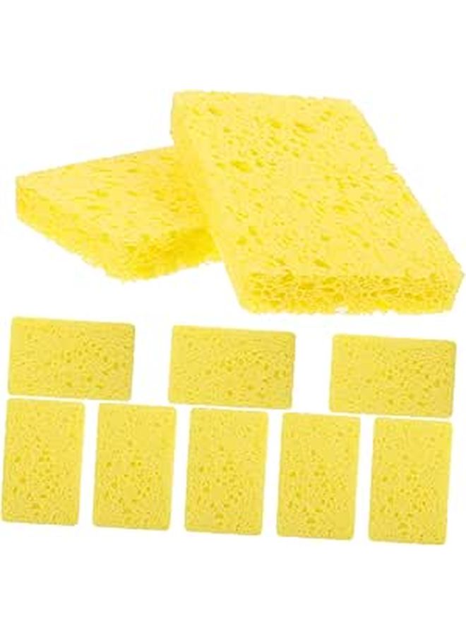 10 Natural Wood Fiber Kitchen Dish Sponges Reusable Multi Functional Cleaning Blocks Soft Non Scratch Absorbent For Pans Bowls Cups And Surfaces - Image 1