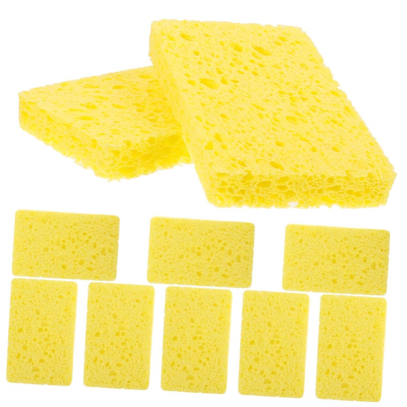 10 Natural Wood Fiber Kitchen Dish Sponges Reusable Multi Functional Cleaning Blocks Soft Non Scratch Absorbent For Pans Bowls Cups And Surfaces - Image 2