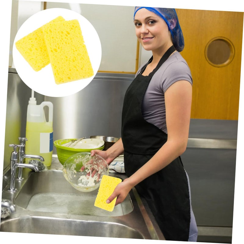 10 Natural Wood Fiber Kitchen Dish Sponges Reusable Multi Functional Cleaning Blocks Soft Non Scratch Absorbent For Pans Bowls Cups And Surfaces - Image 3