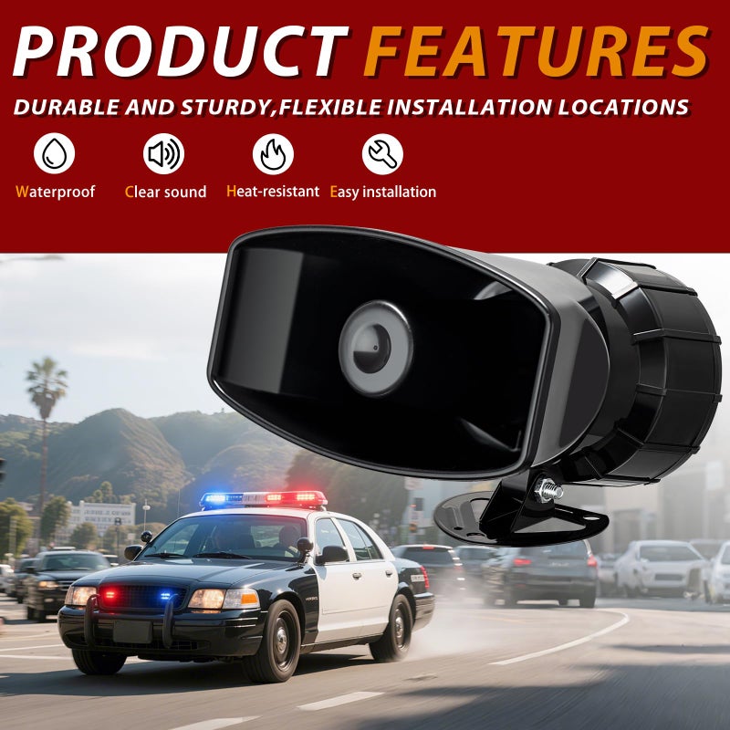 BANHAO Alarm Horn Siren 7 Sound Police Siren 100w 12v Car Alarm Sirens Pa Speaker System Emergency Amplifier Alarms Kit Horn for Car Truck Lorry Boat - Image 3