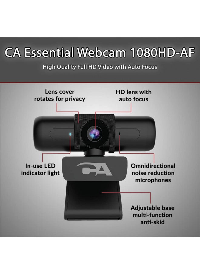 Cyber Acoustics Cyber Acoustics CA Essential Webcam 1080HD-AF USB Webcam with Microphone for Desktop or Notebooks, 1080p Webcam, HD Auto-Focus and Light Correction, Omni-Directional Microphone (WC-2000)  - Image 2