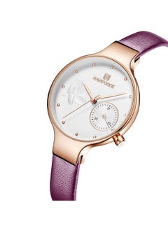 NAVIFORCE Elegant Women's Quartz Watch Stylish Round Dial with Floral Embossed Design Sub-Dial Display Leather Strap Fashionable Timepiece for Everyday Wear and Special Occasions  - Image 2