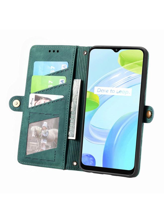 S-TOP Case For Realme C53 Geometric Zipper Wallet Side Buckle Leather Phone Case - Image 3
