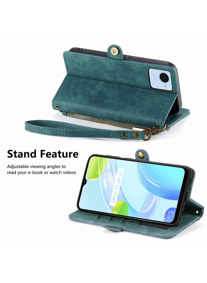 S-TOP Case For Realme C53 Geometric Zipper Wallet Side Buckle Leather Phone Case - Image 4