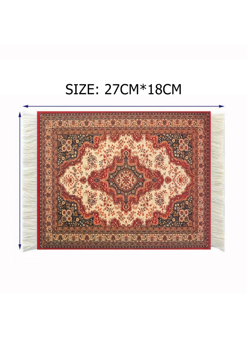 يكسوان 1 قطعة من واقيات الطاولة، سجادة أكواب القهوة، سجادة أكواب الشاي، حصيرة أكواب الطاولة، واقيات طاولة على شكل سجادة، مفارش طاولة، واقيات مشروبات، واقيات بنمط بوهيمي، مقاومة للانزلاق والحرارة للمشروبات. - Image 1