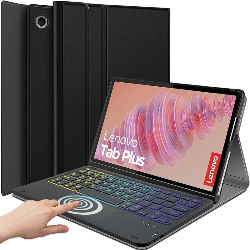 RTSY Keyboard case for Lenovo Tab Plus 11.5 Inch 2024 with 7-Colors Backlits & Touchpad, Multi Angle, Wireless Bluetooth Magnetically Detachable Keyboard Cover - Image 1