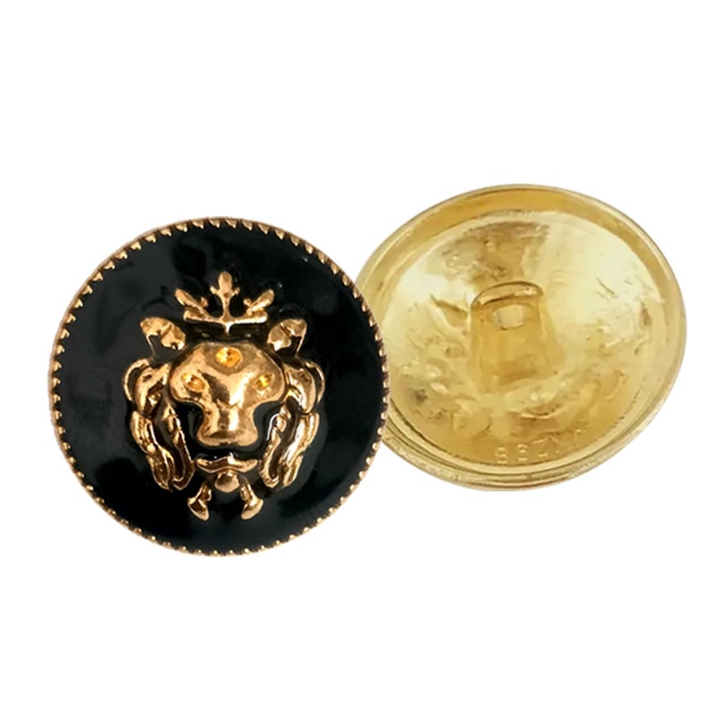 Aakriti Aakriti 12-Piece Luxury Metal Buttons - Black & Gold Lion Head Design, Round Decorative Shank Buttons for Blazers, Sherwanis, Suits, Sport Coats, Jackets, DIY Crafts (6 x 15mm & 6 x 20mm) - Image 3