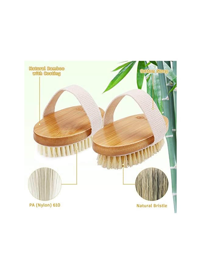 KASTWAVE Brush Set For Wet Or Dry Brushing Natural Bristle Dry Brush For Exfoliating Skin Cellulite Removal And Lymphatic Drainage Bath Shower Brush Body Scrubber With Nylon Bristles 2 Pcs - Image 2