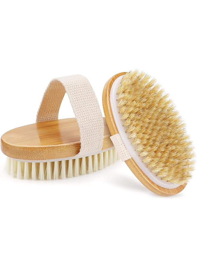 KASTWAVE Brush Set For Wet Or Dry Brushing Natural Bristle Dry Brush For Exfoliating Skin Cellulite Removal And Lymphatic Drainage Bath Shower Brush Body Scrubber With Nylon Bristles 2 Pcs - Image 1