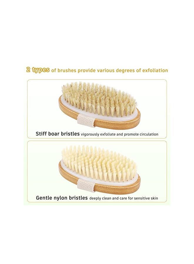 KASTWAVE Brush Set For Wet Or Dry Brushing Natural Bristle Dry Brush For Exfoliating Skin Cellulite Removal And Lymphatic Drainage Bath Shower Brush Body Scrubber With Nylon Bristles 2 Pcs - Image 3