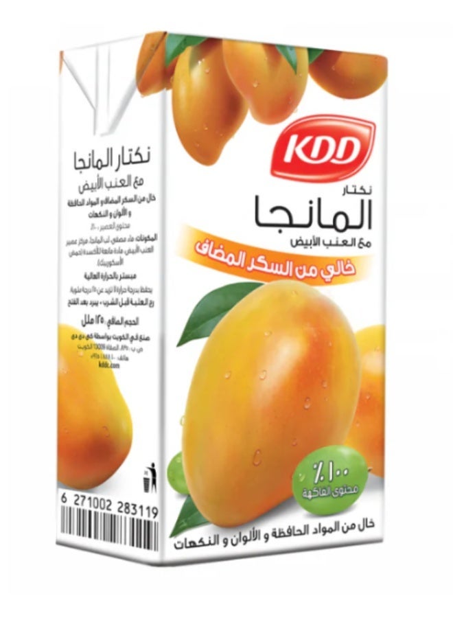 كي دي دي نكتار مانجا كيه دي دي (KDD) مع العنب الأبيض – عبوة اقتصادية جامبو (6 قطع × 125 مل) – خالي من السكر المضاف والمواد الحافظة – طبيعي 100% ومثالي للمشاركة - Image 2