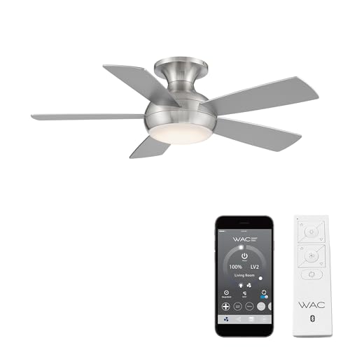WAC Lighting F-034L-BN Odyssey 44" Hugger Ceiling Fan with LED Lights & Remote, Brushed Nickel - Image 1