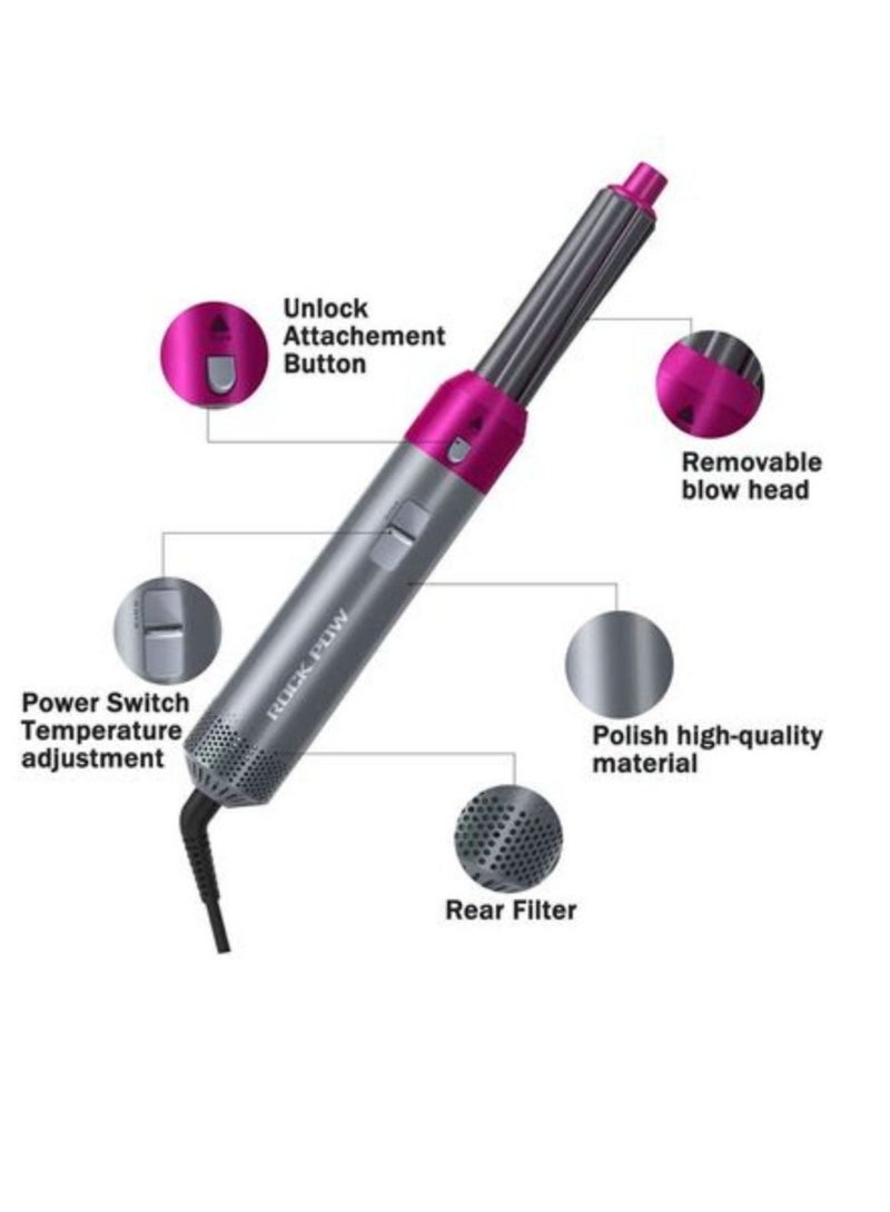 ELTRAZONE 5 in 1 One Step Hair Dryer Brush  Styler Volumizer – Hot Air Blow Dryer with Interchangeable Attachments – Hair Straightener, Curler, Volumizing Comb  Dryer in One – Grey/Pink, for All Hair Types - Image 4