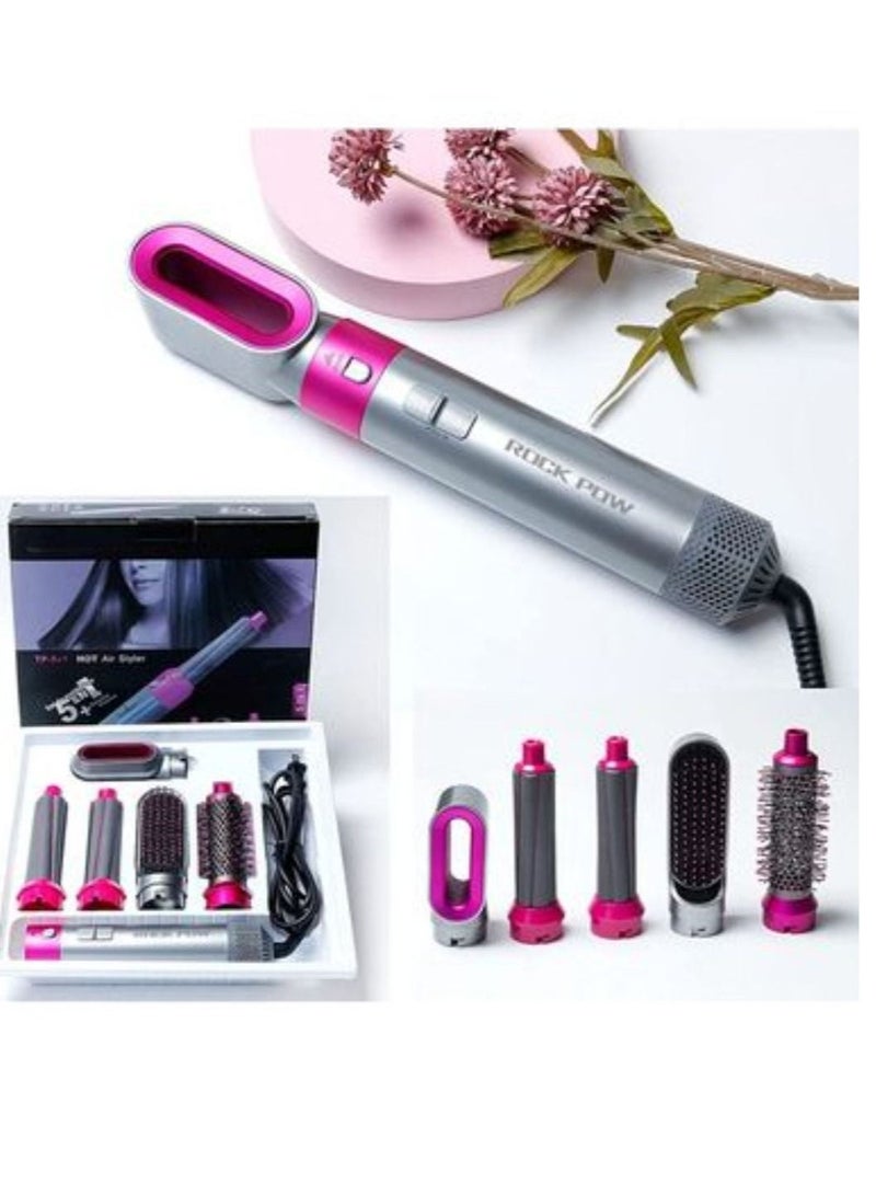 ELTRAZONE 5 in 1 One Step Hair Dryer Brush  Styler Volumizer – Hot Air Blow Dryer with Interchangeable Attachments – Hair Straightener, Curler, Volumizing Comb  Dryer in One – Grey/Pink, for All Hair Types - Image 2