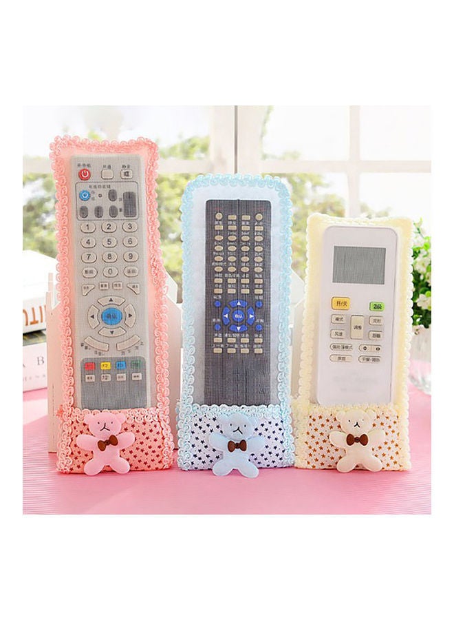 NIBEMINENT Cute Lace Bear Dustproof TV Air Conditioner Remote Controller Cover Protector Beige 20*10*20cm - Image 2