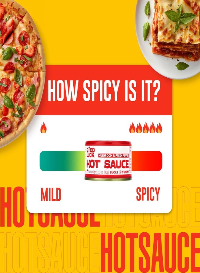 GOOD LUCK Mushroom Hot Sauce, Spicy Chili Oil and Chili Paste with High-Grade Instant Mushroom Sauce, Chopped Chili Sauce,Fresh Pepper,Soybean,Garlic,6 Cans - Image 3
