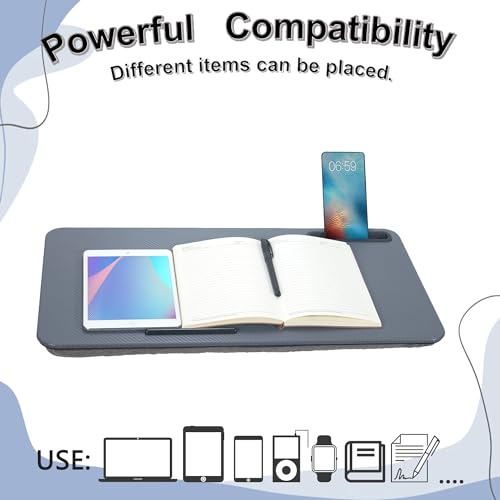 YUELAKE Portable Laptop Desk Fits Up to 16“ Laptops, with Tablet Slot, Built-in Cushion, Great for Home & Office,Lap Desk for Laptop,Lap Desk with Cushion (Dark Grey, Large) - Image 5