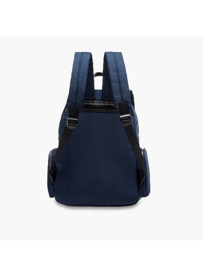 Lee Cooper Women Logo Applique Backpack with Adjustable Straps and Zip Closure - 13x30x40 cm  - Image 4