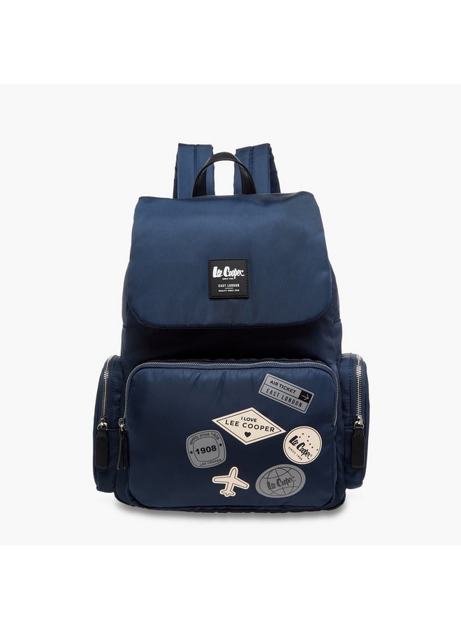 Lee Cooper Women Logo Applique Backpack with Adjustable Straps and Zip Closure - 13x30x40 cm  - Image 1