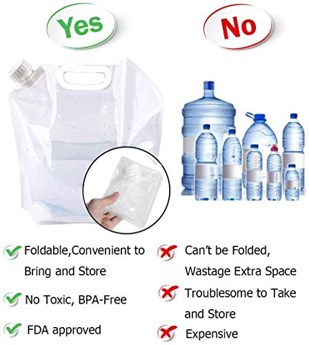 SUPANT 5 Litres(4PCS) Collapsible Water Jug Container, Freezable, 5.3 Gal BPA Free Plastic Water Carrier Tank, Outdoor Folding Water Bag for Sport Camping Riding Mountaineer, Food Grade - Image 4