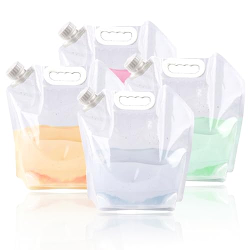 SUPANT 5 Litres(4PCS) Collapsible Water Jug Container, Freezable, 5.3 Gal BPA Free Plastic Water Carrier Tank, Outdoor Folding Water Bag for Sport Camping Riding Mountaineer, Food Grade - Image 1