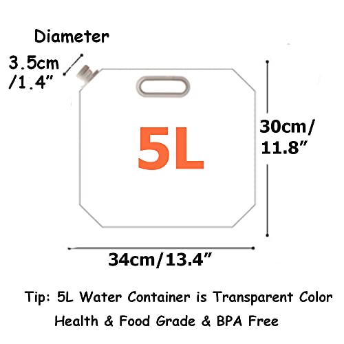 SUPANT 5 Litres(4PCS) Collapsible Water Jug Container, Freezable, 5.3 Gal BPA Free Plastic Water Carrier Tank, Outdoor Folding Water Bag for Sport Camping Riding Mountaineer, Food Grade - Image 5