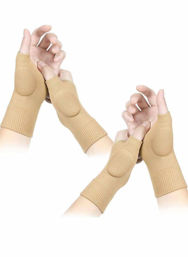KASTWAVE Wrist Support Brace, 2 Pairs Wrist and Thumb Support Braces Compression Gloves, Breathable Wrist Supports with Gel Thumb Pads Thumb, for Women Man, Stabilizer for Arthritis, Pain Relief (Nude, L) - Image 1