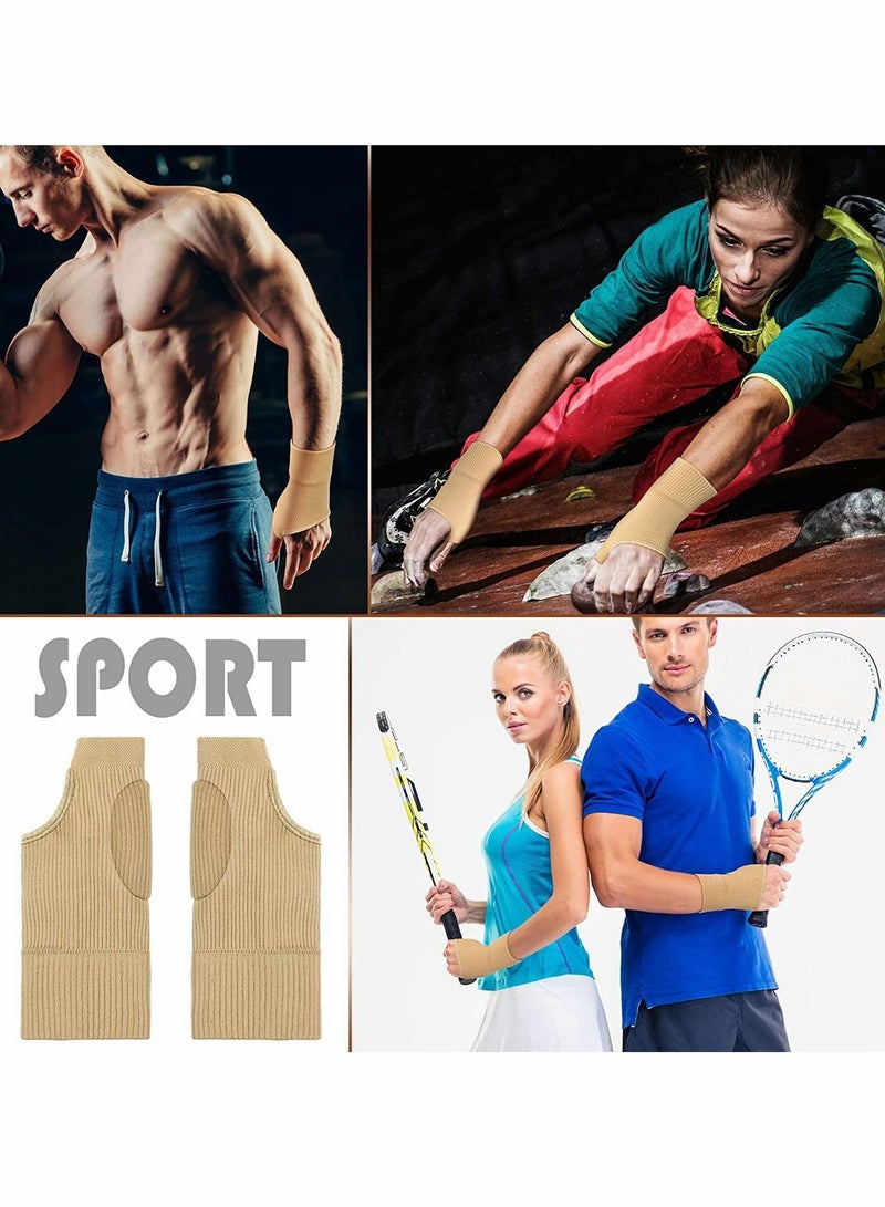 KASTWAVE Wrist Support Brace, 2 Pairs Wrist and Thumb Support Braces Compression Gloves, Breathable Wrist Supports with Gel Thumb Pads Thumb, for Women Man, Stabilizer for Arthritis, Pain Relief (Nude, L) - Image 3