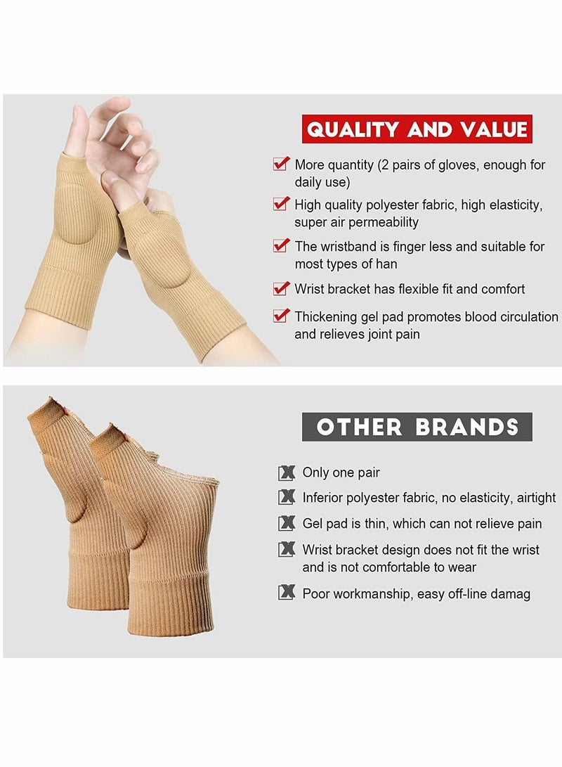 KASTWAVE Wrist Support Brace, 2 Pairs Wrist and Thumb Support Braces Compression Gloves, Breathable Wrist Supports with Gel Thumb Pads Thumb, for Women Man, Stabilizer for Arthritis, Pain Relief (Nude, L) - Image 4