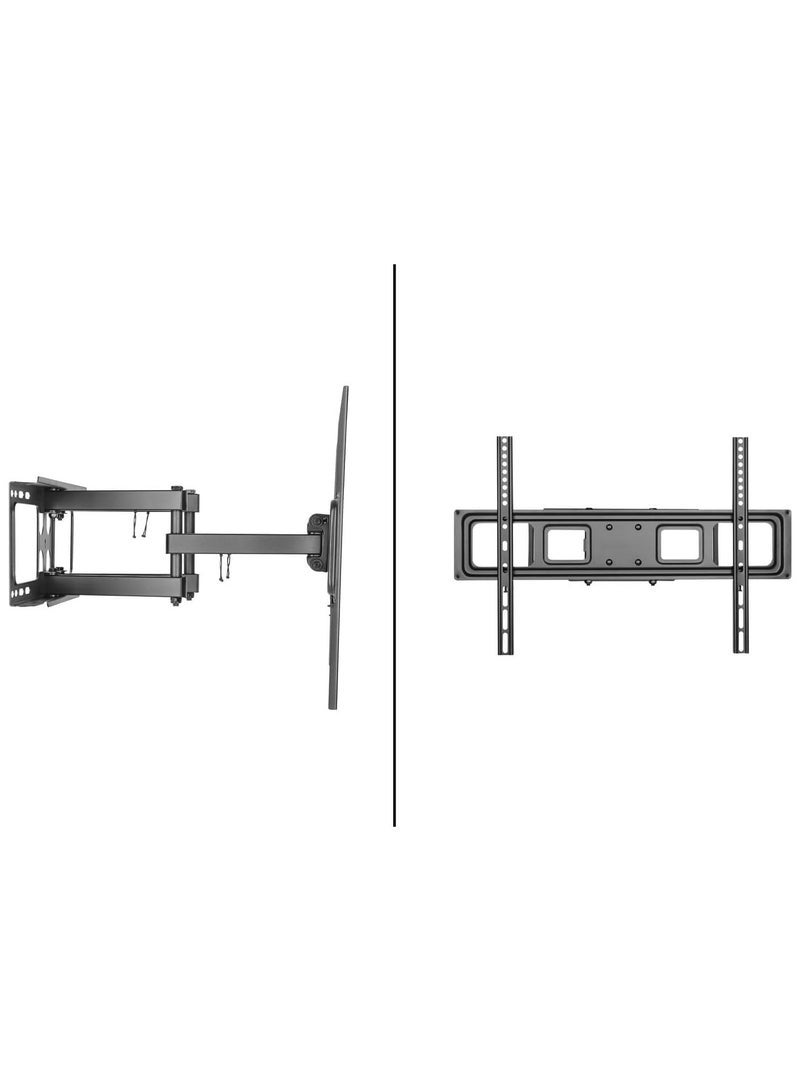 Skill Tech حامل حائط SH 646P للاستخدام الثقيل لشاشات LED LCD المسطحة والمنحنية من 37″ إلى 70″ | ذراع متحرك مع امتداد طويل | يدعم حتى 40 كجم | نطاق الميل +5° إلى -15° | دوران 180° | هيكل فولاذي قوي | تشطيب أسود - Image 3