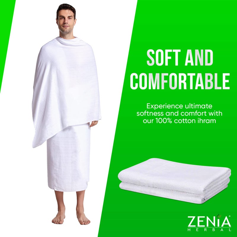 Zenia Natural Hygienic 100% Cotton Ihram (Ahram/Ehram) Towel for Hajj and Umrah - Lightweight and Durable 45 in x 90 in (Ihram) - Image 4