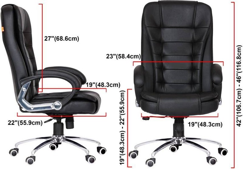 ROAR WOOD ROAR WOOD High Back Black Leather Executive Boss Director Manager Study Desk Chair Gaming Special Office Revolving 360 Fully Adjustable Ultimate Comfort and Style High Back Black  - Image 3