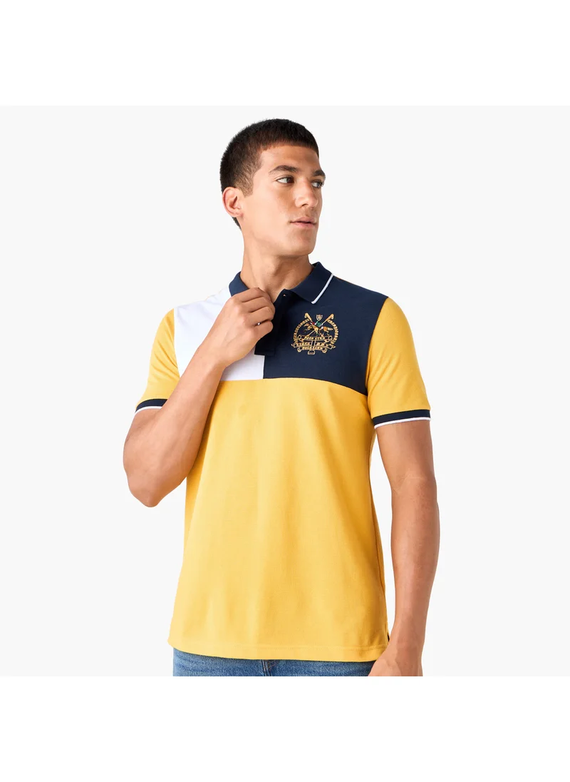 سبلاش فيڤ Colourblock Polo T-shirt with Embroidered Detail and Short Sleeves