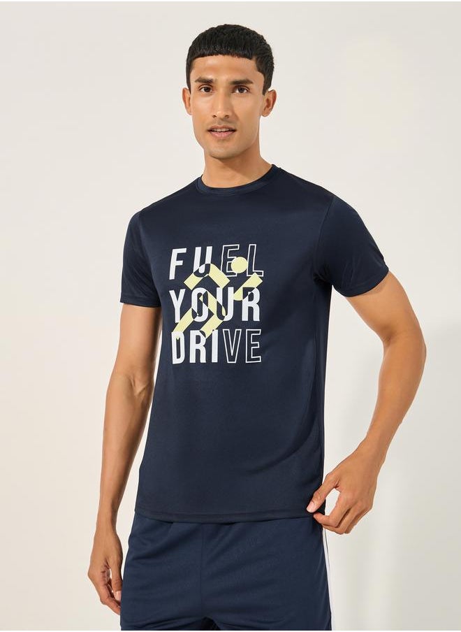 Styli - Slogan Print Short Sleeve Running T-Shirt - Image 1