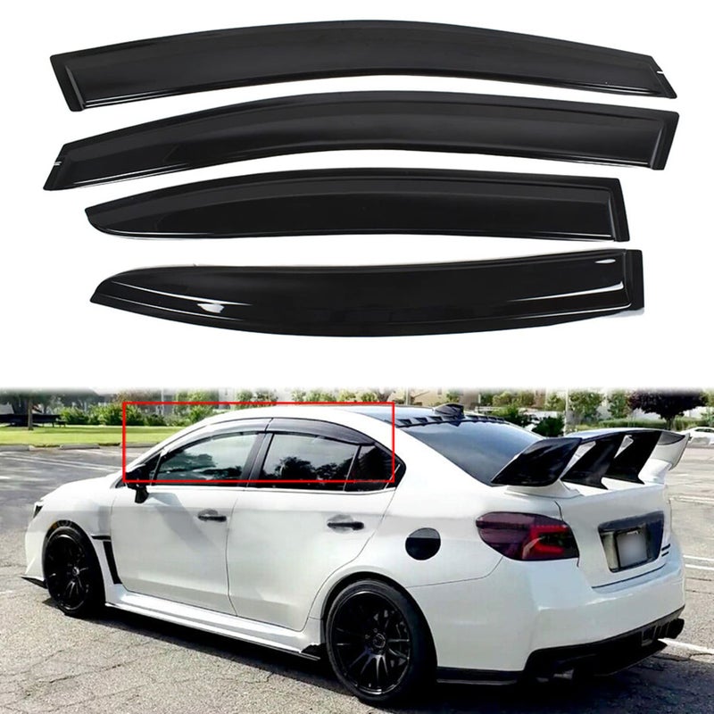 SEBLAFF 4Pack Side Window Vent Visor Rain Guard Wind Shade Deflector JDM Style Black Replacement for 20152019 WRX STI Sedan 4Door