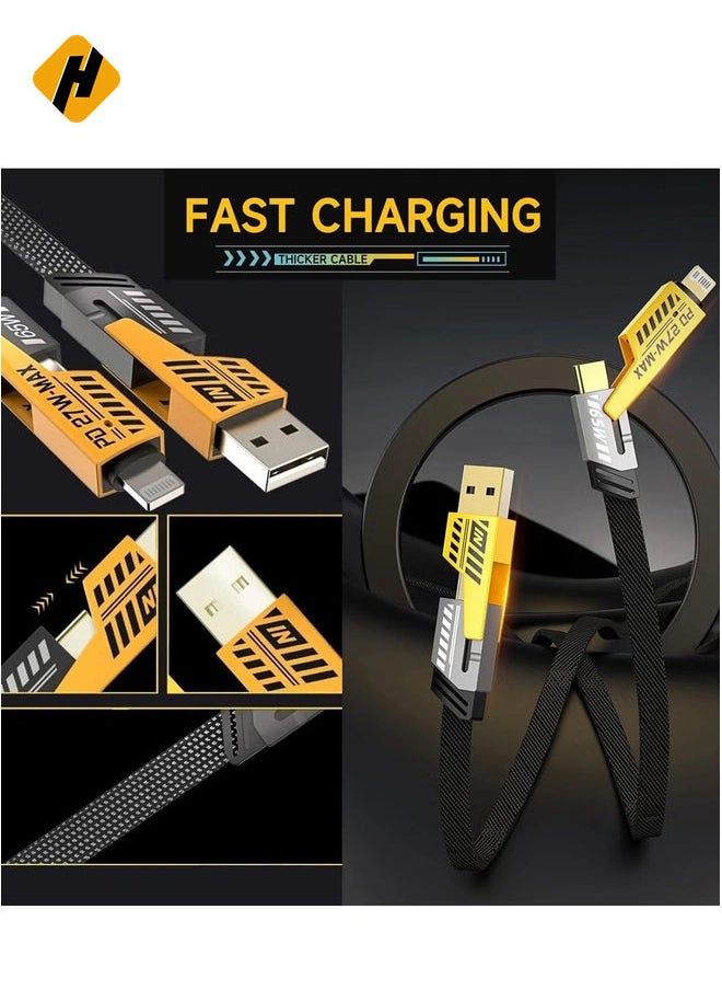 HuHa - "4-in-1 Convertible Metal Fast Data Cable – 65W Braided 3.9ft USB-C, USB-A, Multiple Charging Cable for iPhone, iPad, MacBook Pro, AirPods, Samsung, Android (1.2M)" - Image 1