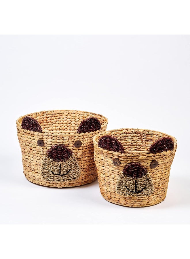 Homesmiths Small Water Hyacinth Bear Storage Basket Dia-31 x H27cm - Image 4