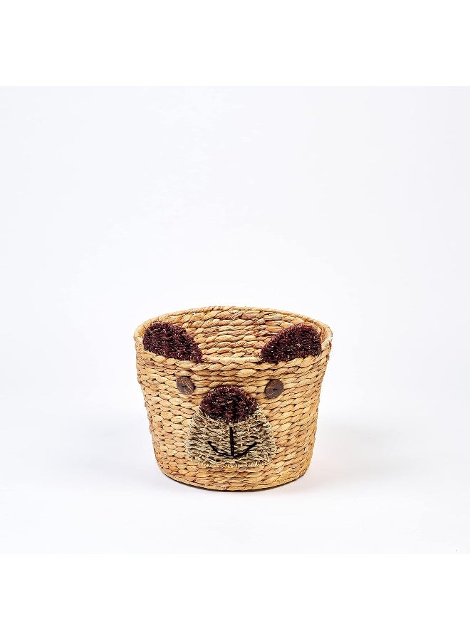 Homesmiths Small Water Hyacinth Bear Storage Basket Dia-31 x H27cm - Image 1