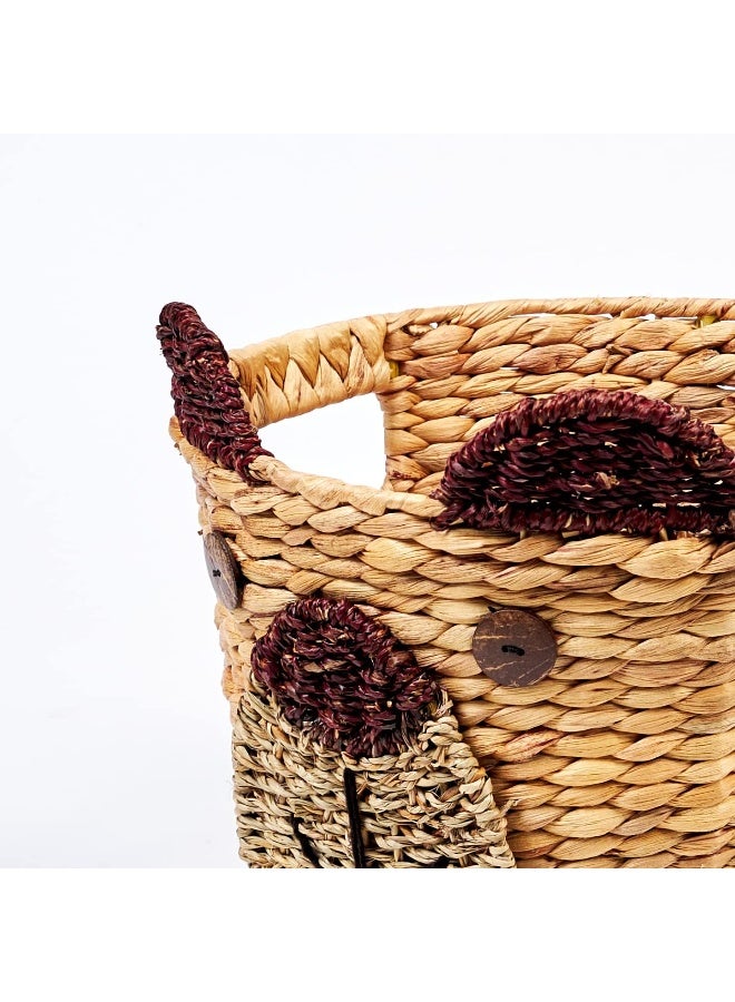 Homesmiths Small Water Hyacinth Bear Storage Basket Dia-31 x H27cm - Image 2