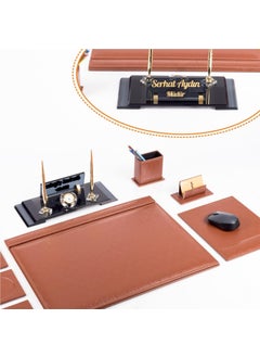 Office Desktop Set Brown Wicker Desktop Set Elite Crystal Table Nameplate Office Desktop Set