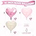 Biapian Pink Heart Balloons 10 Pcs Pastel Light Baby Pink White Foil Heart Shaped Balloon 18 Inch Cream Sand White Balloons Helium for Engagement Brithday Baby Shower Wedding Valentines Party Decoration - Image 4