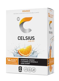 Celsius On-the-Go Powder Packets Orange, Essential Energy 2.6 Oz  - Image 1