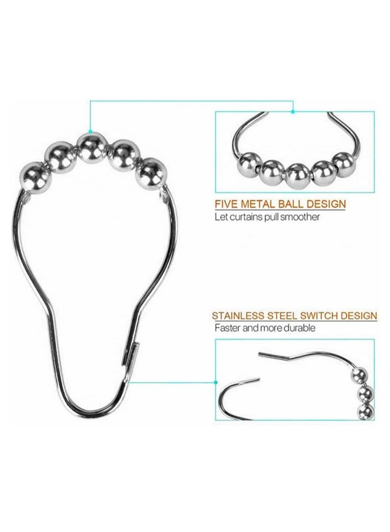 Rubik حلقات ستارة الحمام، خطافات انزلاقية من الفولاذ المقاوم للصدأ لقضبان دش الحمام، نيكل مصقول، عبوة من 24 قطعة - Image 2