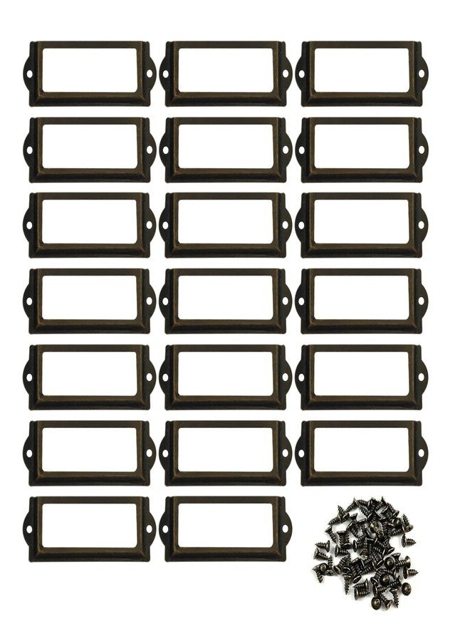 SQXBK 20PCS Name Card Holder Chest of Drawer Label Holder Card Catalogue Drawer Label Frame 83x30MM Bronze Metal Label Holder for Filing Cabinet Drawer Cabinet and Jewellery Box - Image 1