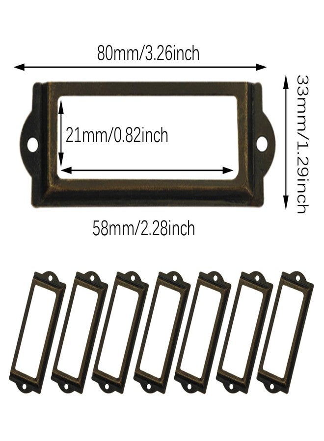 SQXBK 20PCS Name Card Holder Chest of Drawer Label Holder Card Catalogue Drawer Label Frame 83x30MM Bronze Metal Label Holder for Filing Cabinet Drawer Cabinet and Jewellery Box - Image 4