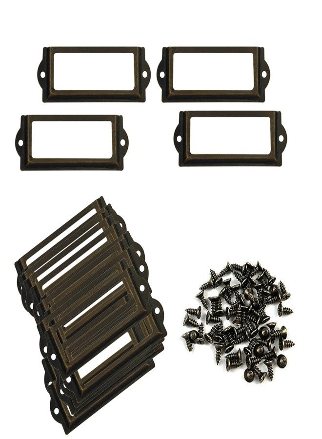 SQXBK 20PCS Name Card Holder Chest of Drawer Label Holder Card Catalogue Drawer Label Frame 83x30MM Bronze Metal Label Holder for Filing Cabinet Drawer Cabinet and Jewellery Box - Image 5