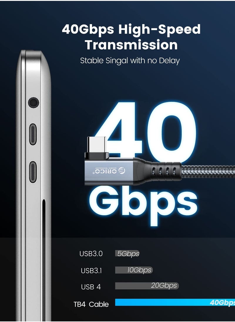 Cable For Thunderbolt 4 Right Angle 0.98ft 40gbps Usb C To Usb C Cable With 100w Charging Display 8k 60hz For Macbooks Ipad Pro