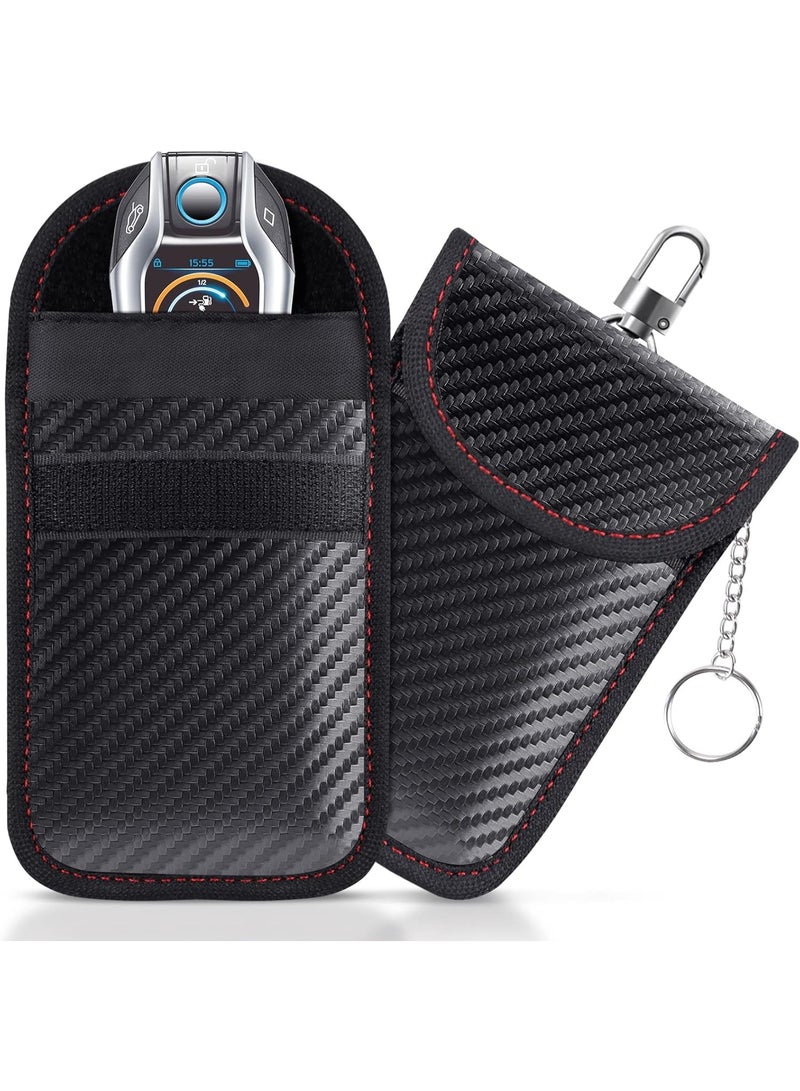 Faraday Bag for Key Fob(1 Pack), Faraday Cage Protector, Car RFID Signal Blocking Key Fob Protector, Double-Layers of Shielding Carbon Fiber Material Anti-Theft Faraday Pouch - Image 1